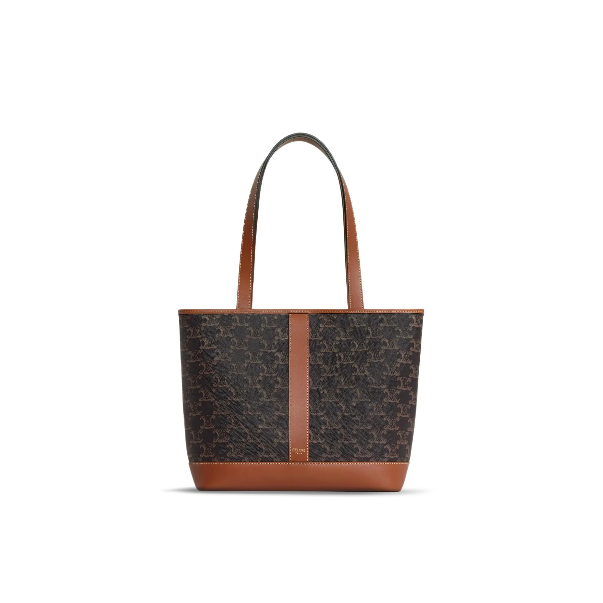 Ce**e small tote bag triomphe in triomphe canvas and lambskin 115082cas.04lu (26.5*23*12cm)